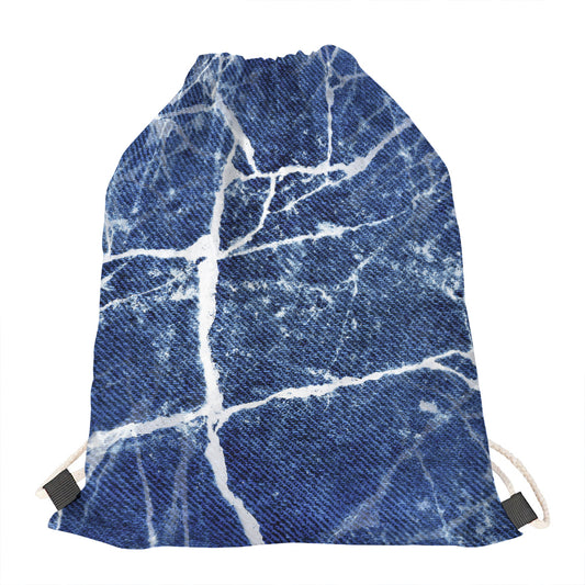 Marble Denim Jeans Pattern Print Drawstring Bag