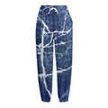 Marble Denim Jeans Pattern Print Fleece Lined Knit Pants