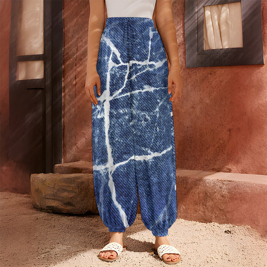 Marble Denim Jeans Pattern Print Harem Pants
