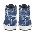 Marble Denim Jeans Pattern Print High Top Leather Sneakers