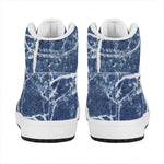 Marble Denim Jeans Pattern Print High Top Leather Sneakers