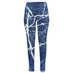 Marble Denim Jeans Pattern Print High-Waisted Pocket Leggings