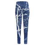 Marble Denim Jeans Pattern Print High-Waisted Pocket Leggings