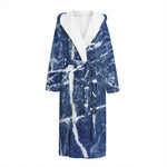 Marble Denim Jeans Pattern Print Hooded Bathrobe