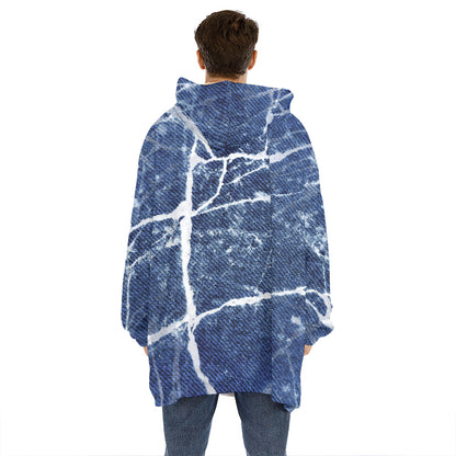 Marble Denim Jeans Pattern Print Hoodie Blanket