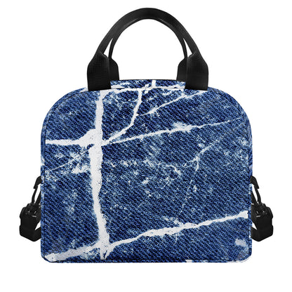Marble Denim Jeans Pattern Print Insulated Lunch Bag