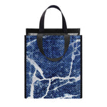 Marble Denim Jeans Pattern Print Insulated Lunch Tote