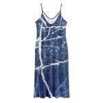 Marble Denim Jeans Pattern Print Jersey Midi Cami Dress