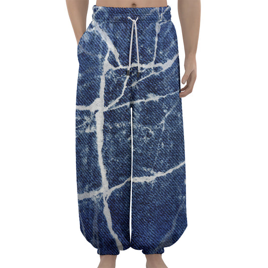 Marble Denim Jeans Pattern Print Lantern Pants