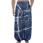 Marble Denim Jeans Pattern Print Lantern Pants