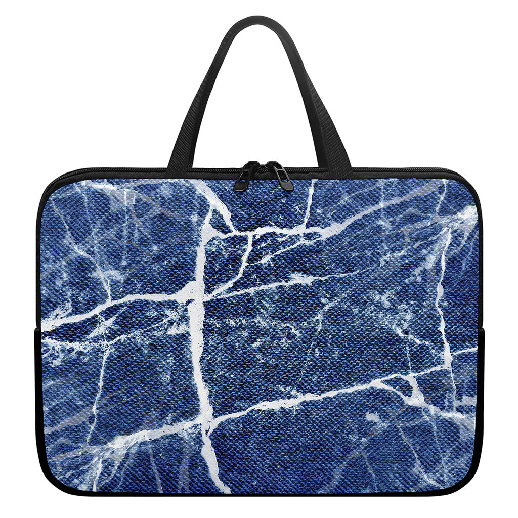 Marble Denim Jeans Pattern Print Laptop Sleeve With Handle