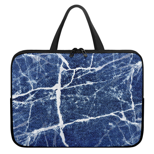 Marble Denim Jeans Pattern Print Laptop Sleeve With Handle