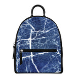 Marble Denim Jeans Pattern Print Leather Backpack
