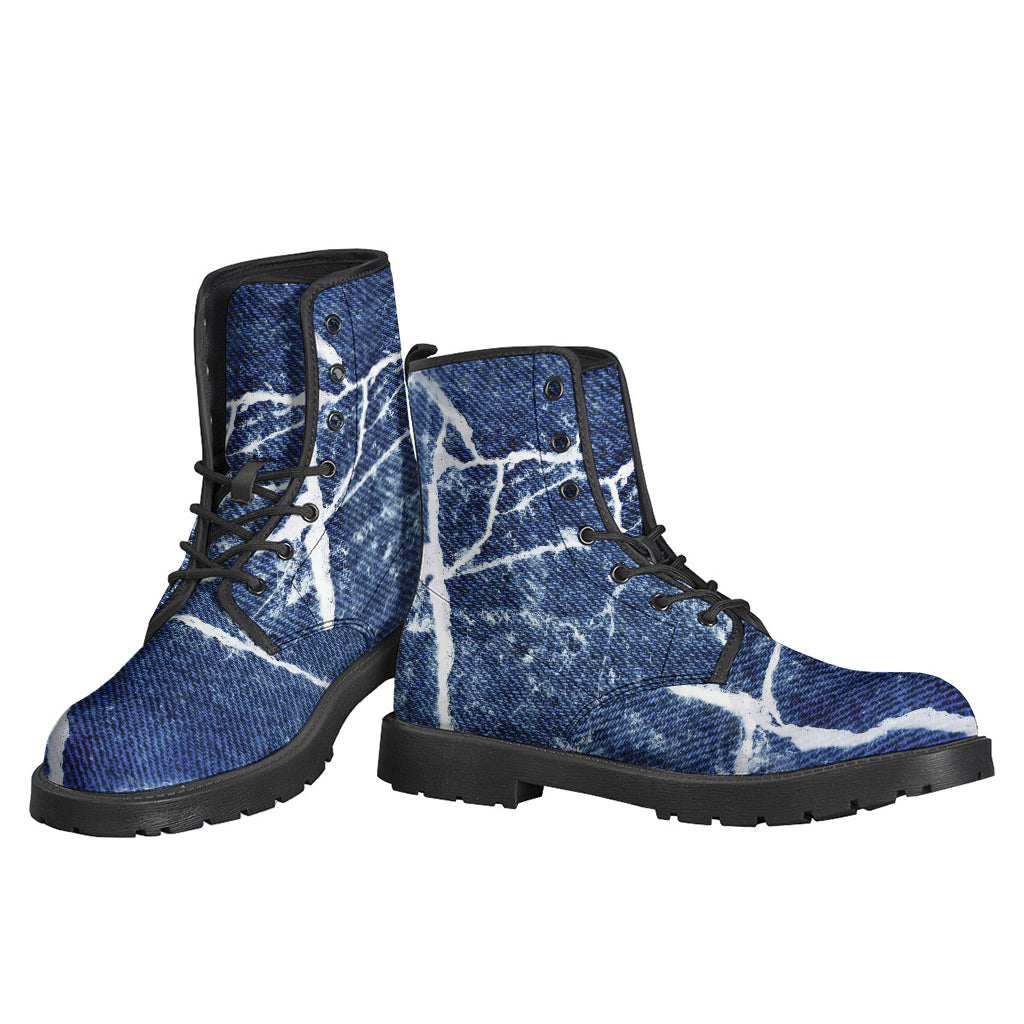 Marble Denim Jeans Pattern Print Backpack