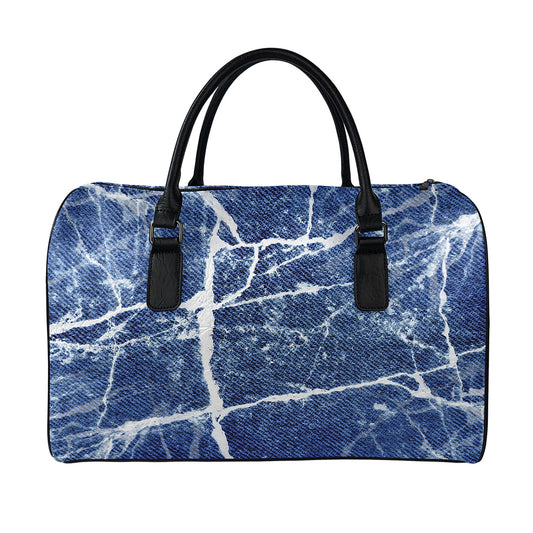 Marble Denim Jeans Pattern Print Leather Duffle Bag