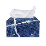 Marble Denim Jeans Pattern Print Leather Tissue Box Cover