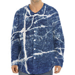 Marble Denim Jeans Pattern Print Long Sleeve Baseball Jersey