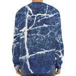Marble Denim Jeans Pattern Print Long Sleeve Baseball Jersey