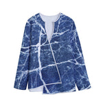 Marble Denim Jeans Pattern Print Long Sleeve Short Coat
