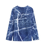 Marble Denim Jeans Pattern Print Long Sleeve Short Coat