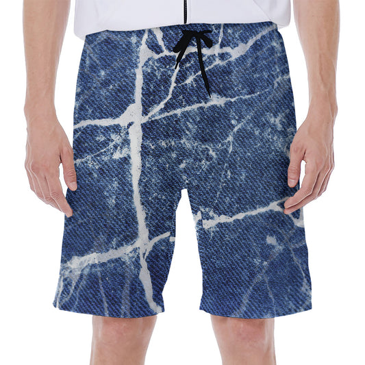 Marble Denim Jeans Pattern Print Men's Beach Shorts