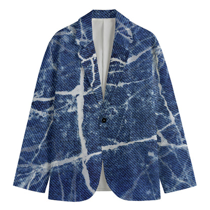 Marble Denim Jeans Pattern Print Men's Blazer