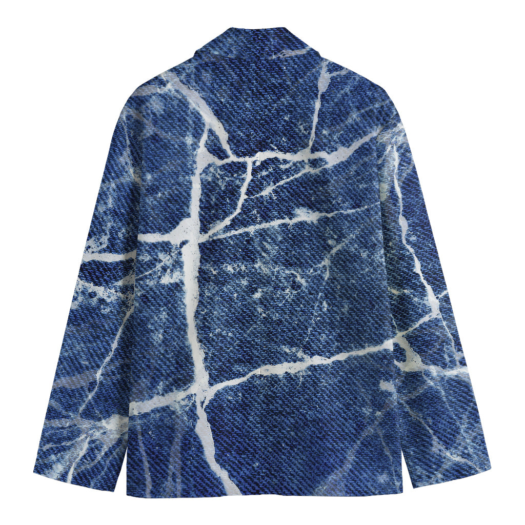 Marble Denim Jeans Pattern Print Men's Blazer