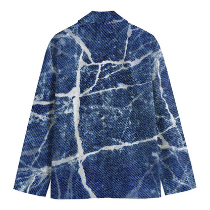 Marble Denim Jeans Pattern Print Men's Blazer