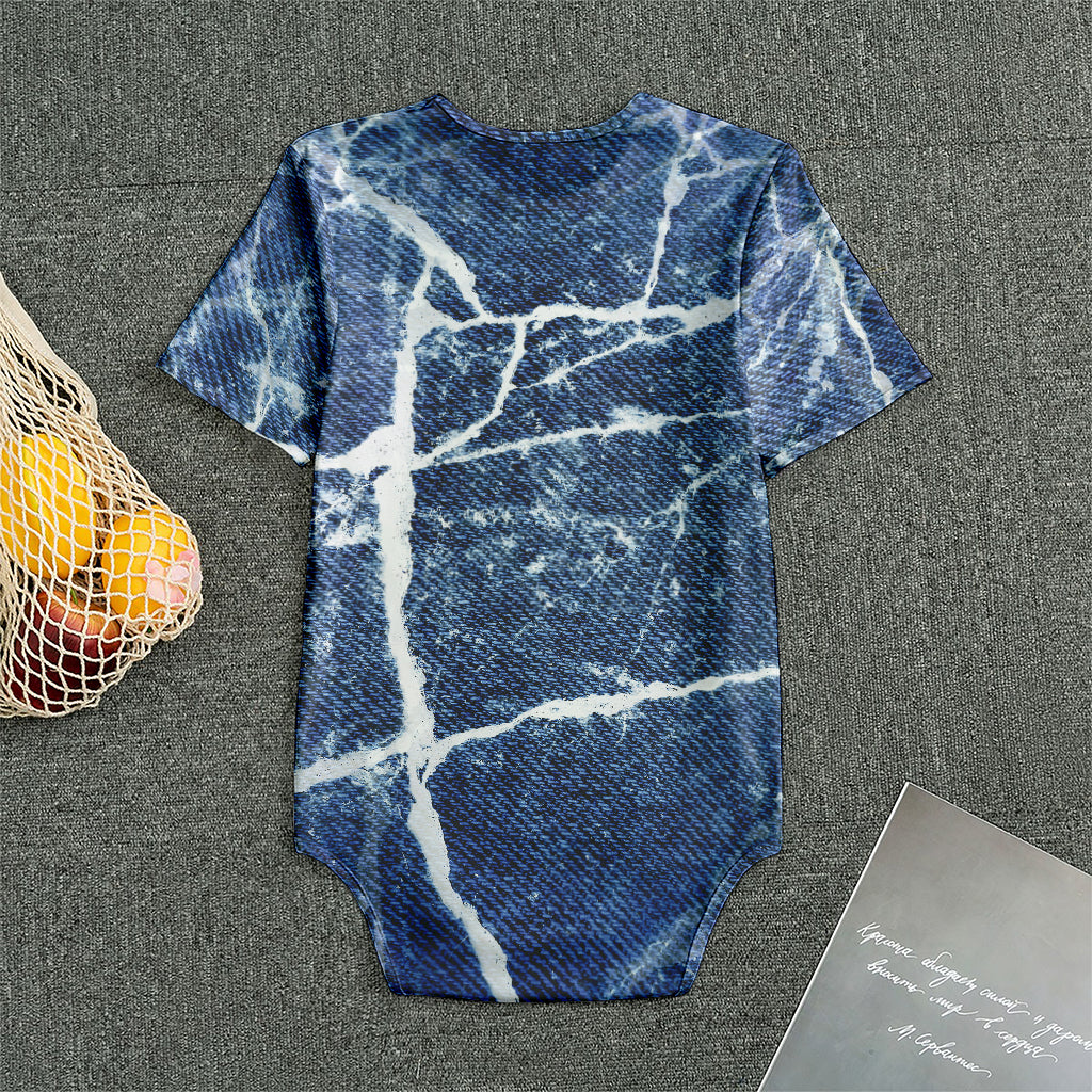 Marble Denim Jeans Pattern Print Men's Bodysuit