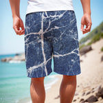 Marble Denim Jeans Pattern Print Men's Cargo Shorts