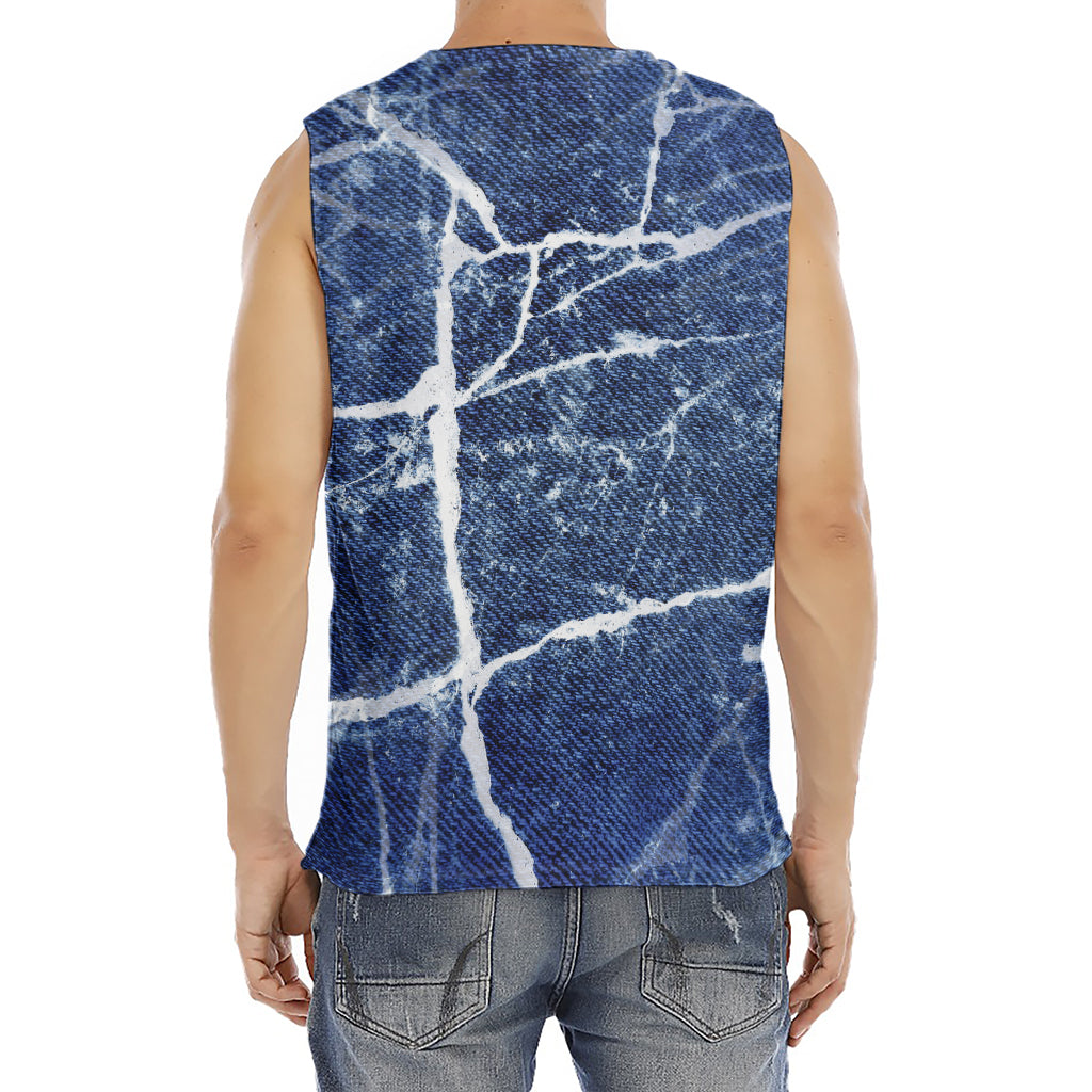 Marble Denim Jeans Pattern Print Men's Fitness Tank Top