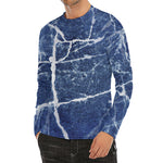 Marble Denim Jeans Pattern Print Men's Long Sleeve Rash Guard