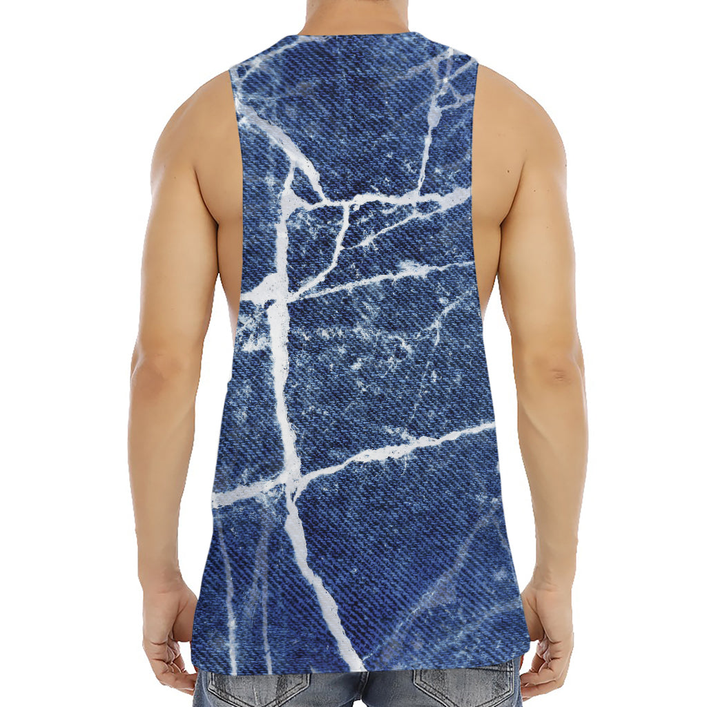 Marble Denim Jeans Pattern Print Men's Muscle Tank Top