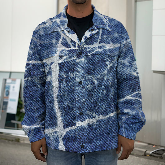Marble Denim Jeans Pattern Print Men's Shirt Jacket