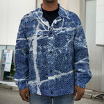 Marble Denim Jeans Pattern Print Men's Shirt Jacket