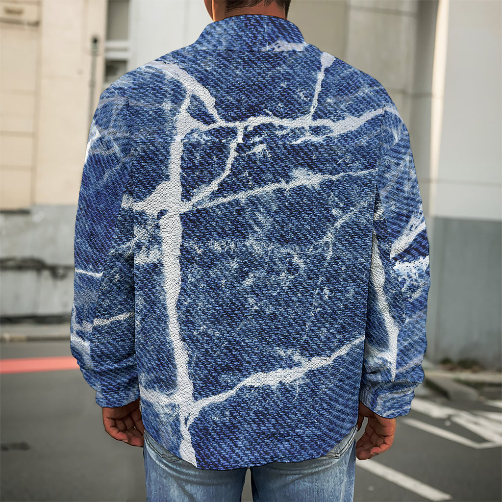 Marble Denim Jeans Pattern Print Men's Shirt Jacket