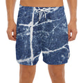 Marble Denim Jeans Pattern Print Men's Split Running Shorts