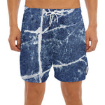 Marble Denim Jeans Pattern Print Men's Split Running Shorts