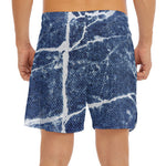 Marble Denim Jeans Pattern Print Men's Split Running Shorts