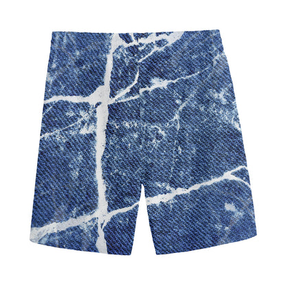 Marble Denim Jeans Pattern Print Men's Sports Shorts