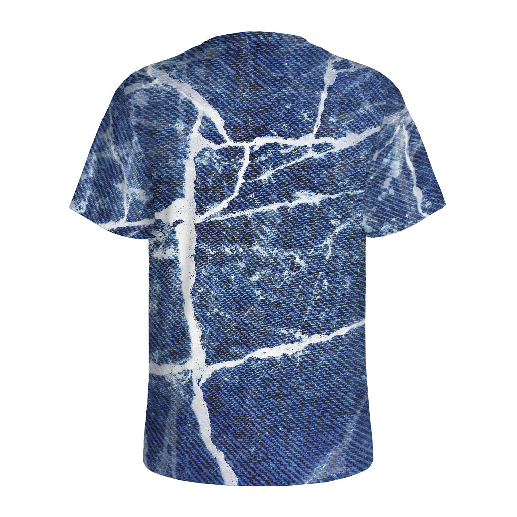 Marble Denim Jeans Pattern Print Men's Sports T-Shirt