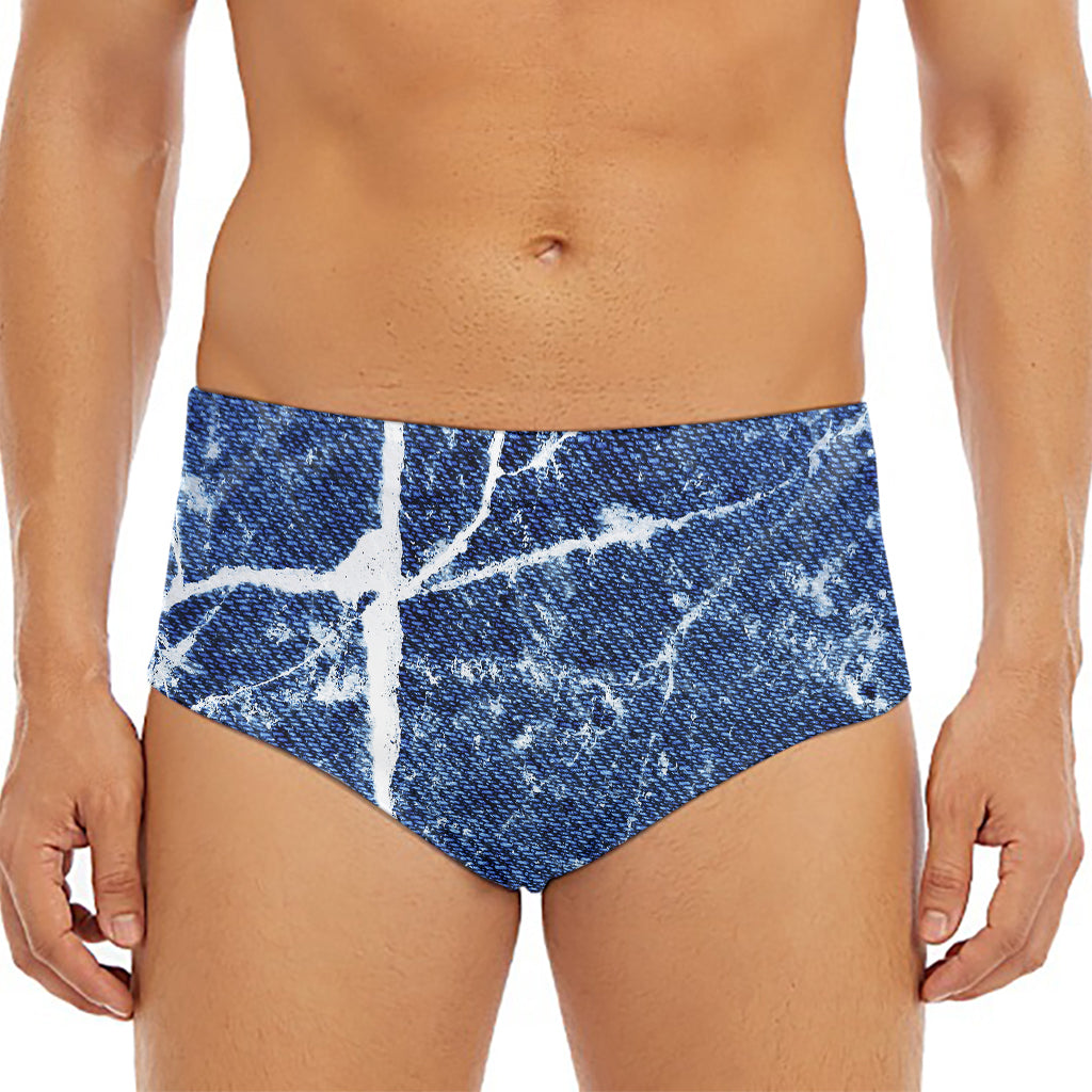 Marble Denim Jeans Pattern Print Men's Triangle Swim Briefs