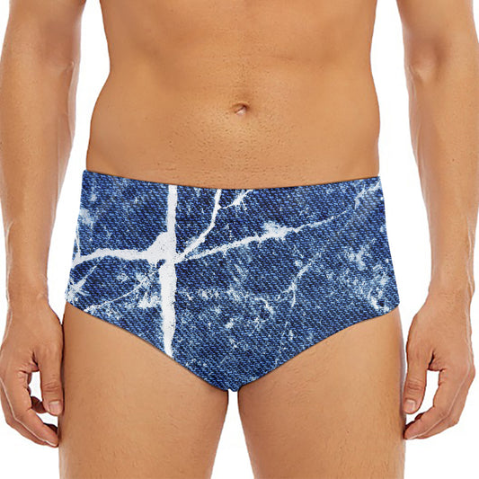 Marble Denim Jeans Pattern Print Men's Triangle Swim Briefs
