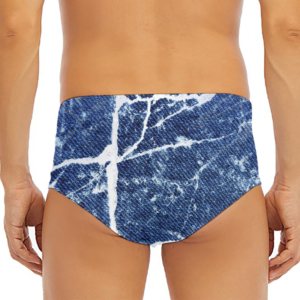 Marble Denim Jeans Pattern Print Men's Triangle Swim Briefs