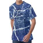 Marble Denim Jeans Pattern Print Men's Velvet T-Shirt