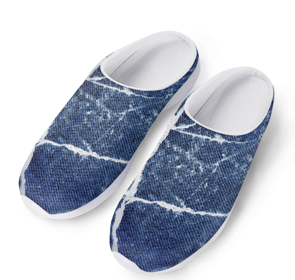 Marble Denim Jeans Pattern Print Mesh Casual Shoes