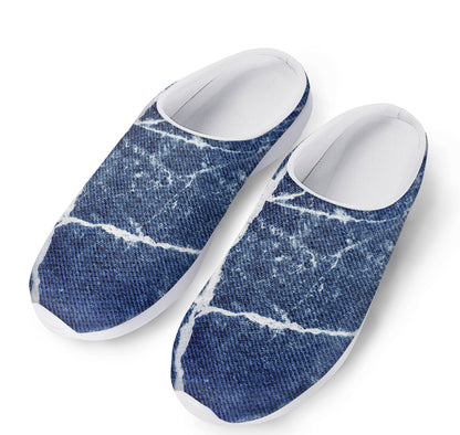 Marble Denim Jeans Pattern Print Mesh Casual Shoes