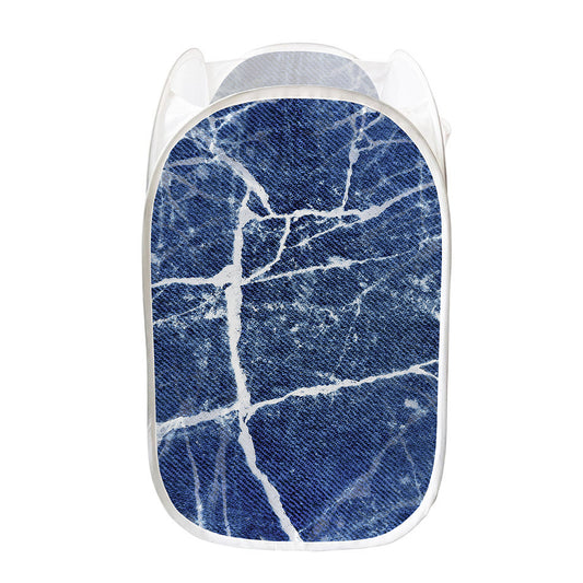 Marble Denim Jeans Pattern Print Mesh Laundry Hamper