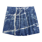 Marble Denim Jeans Pattern Print Mesh Shorts