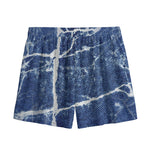 Marble Denim Jeans Pattern Print Mesh Shorts